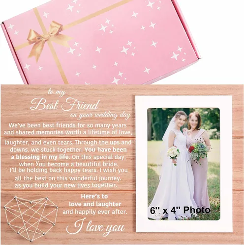 Miniatura 9 de Regalo de marco de fotos de boda para dama de honor de la novia, despedida de soltera, ducha nupcial para mejores amigas, hermana, mejor amiga - "Él