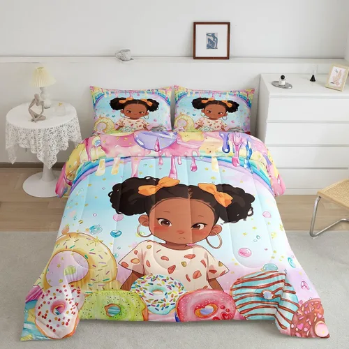 Miniatura 25 de Castle Fairy - Juego de funda de edredón con bandera estadounidense tamaño King, ropa de cama para niñas y adolescentes, funda de edredón con Multi