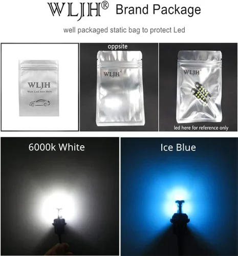 Miniatura 7 de WLJH Paquete de 10 bombillas de 6000 K de color blanco puro súper brillante 2835 con chip de iluminación sin errores Canbus para BMW Serie 3 - E46