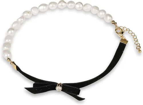 Cowlyn Collar de lazo medio barroco cultivado perla gargantilla enlace cadena corto collar declaración joyería para mujeres niñas