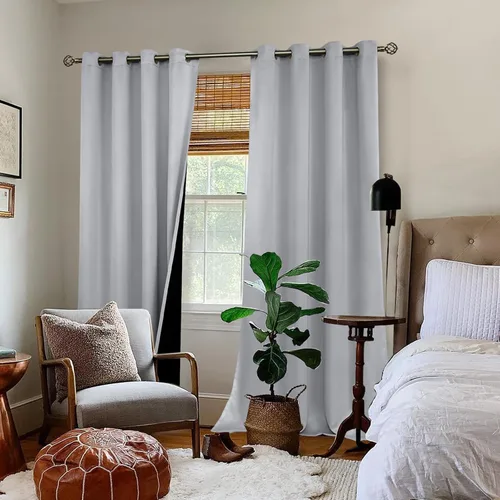 Miniatura 2 de BGment - Cortinas con aislamiento térmico para habitación, 100 % opacas, con forro negro, cortina de doble capa con ojales, reduce el ruido