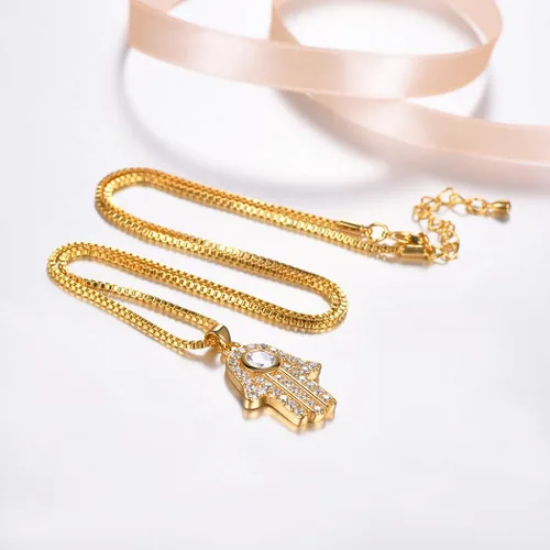 Miniatura 4 de Suplight Collar de plata de ley 925 con estrella judía de David, acero inoxidable, chapado en oro, mano islámica de corazón de Fátima, collares