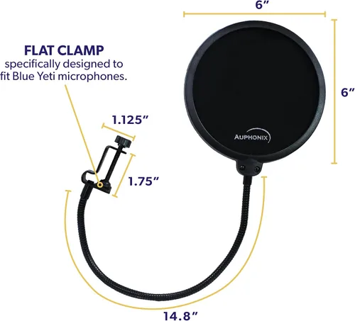 Miniatura 7 de Filtro de interferencias Auphonix, para micrófono Blue Yeti, Negro