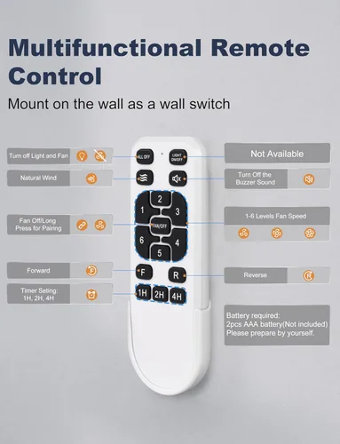 Miniatura 9 de Ventiladores de techo grandes de 72'' sin luces, ventilador de techo negro moderno con control remoto/APP, ventilador de techo grande y silencioso