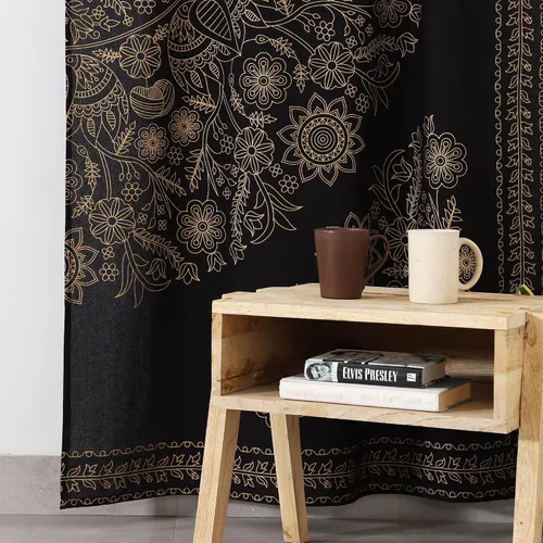 Miniatura 3 de Popular Handicrafts India Hippie Mandala Bohemia Hermoso Bosquejo Cortina Cortina Dormitorio Sala Balcón Cenefa Paneles Negro Oro
