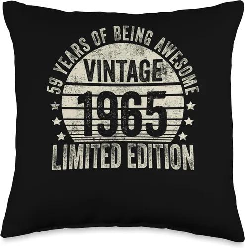 59 Year Old Vintage 1965 Limited Edition Bday Cojín retro de 59 cumpleaños para hombres y mujeres, 16 x 16 pulgadas, multicolor