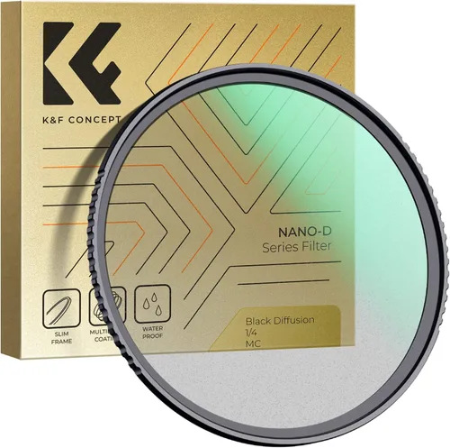 K&F CONCEPT Filtro de difusión negra de 1/4 de 2.835 in con efecto cinematográfico de niebla impermeable con 24 recubrimientos multicapa para