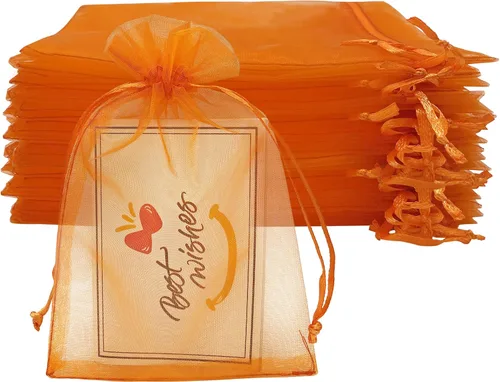 Miniatura 10 de Jexila 100 bolsas de regalo de organza dorada de 4 x 6 pulgadas, pequeñas bolsas de malla con cordón, bolsas para joyas, bodas, fiestas, bolsas