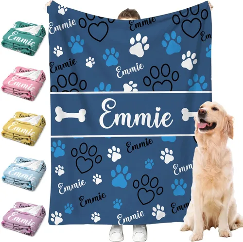 Miniatura 22 de Manta personalizada para perros con nombre – Manta personalizada para perros grandes, medianos y pequeños, manta suave y acogedora, regalo