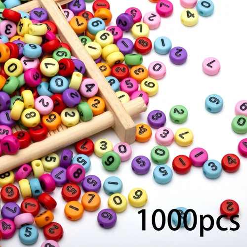 Miniatura 2 de 1000 cuentas acrílicas de números del 0 a 9 cuentas redondas mixtas de 0.16 x 0.27 pulgadas para hacer joyas, pulseras, collares, llaveros