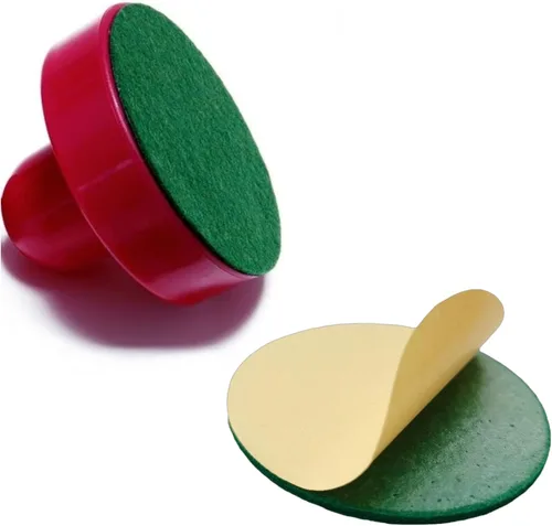 Miniatura 5 de Paquete de 4 almohadillas de fieltro verde de 3.7 pulgadas (3.701 in) – Reemplazo autoadhesivo para empujadores de hockey de aire de 3.78 pulgadas