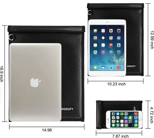 Miniatura 2 de Bolsa Faraday para Portátiles y Tabletas y Llaves de Coche - Paquete de 3 Jaulas Faraday, Protector de Llavero Faraday, Bolsa RFID Ignífuga e