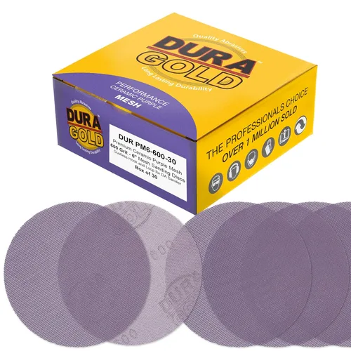 Miniatura 7 de Dura-Gold Discos de lijado de malla de cerámica púrpura de grano 120 de 6 pulgadas, caja de 30 – Papel de lija sin polvo con respaldo de gancho
