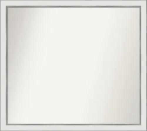 Miniatura 398 de Amanti Art Espejo de baño blanco para sobre el fregadero, 30 x 35 pulgadas, espejo de tocador rectangular estrecho de Eva de oro blanco, marco