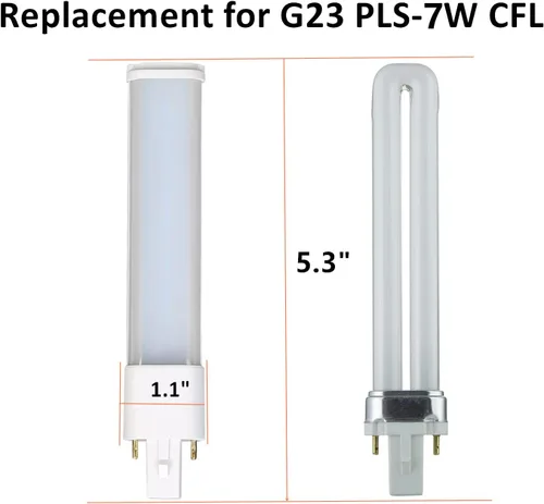 Miniatura 4 de SATZOL Paquete de 2 bombillas LED G23 4W 400LM blanco cálido AC120V 2pin G23 LED PL, equivalente a 7 W CFL, compatible con el balasto