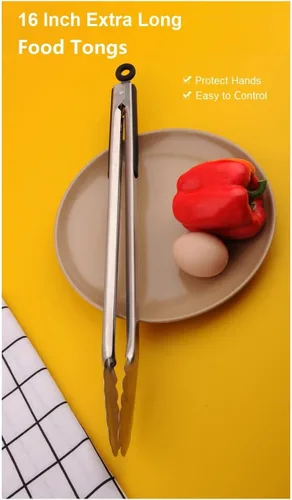 Miniatura 4 de Hotec Espátula de silicona flexible, espátula y pinzas de barbacoa de 16 pulgadas para cocinar