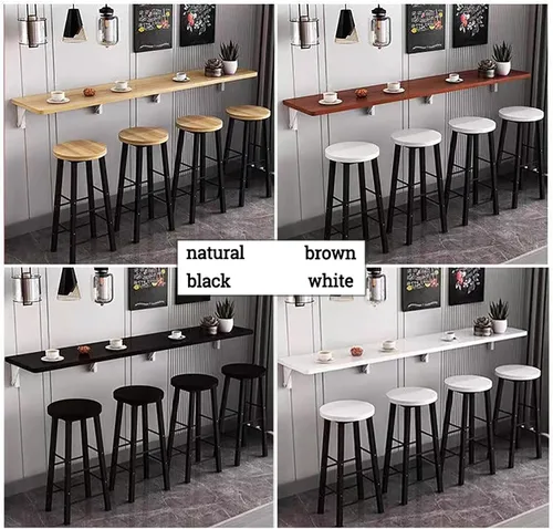 Miniatura 5 de Mesa plegable para montar en la pared, mesa de cocina de madera, mesa de comedor, escritorio flotante estrecho y largo montado en la pared, Blanco