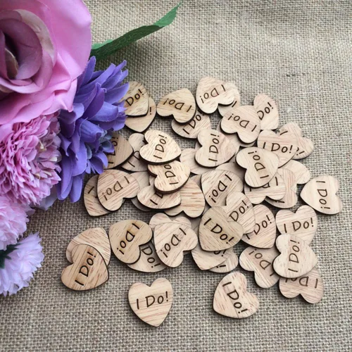 Miniatura 6 de 100 piezas de madera grabadas en madera con confeti de corazón para decoración rústica de mesa de boda, decoración dispersa para despedida