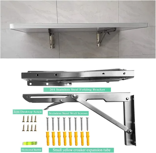 Miniatura 8 de XLTFUC Mesa plegable de pared, mesa de comedor de acero inoxidable 304, escritorio de pared opcional, de varios tamaños, adecuado para estudio