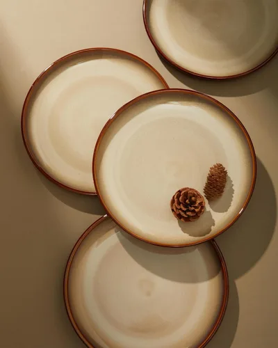 Miniatura 5 de Pokini Juego de vajilla de cerámica, platos y cuencos de cerámica, aptos para microondas y lavavajillas, platos modernos para ensalada, cuencos