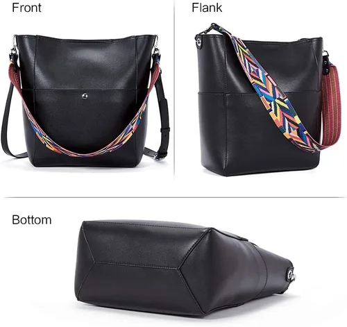 Miniatura 30 de BROMEN Bolsa Hobo para mujer, diseñada con cuero vegano, de hombro, bandolera