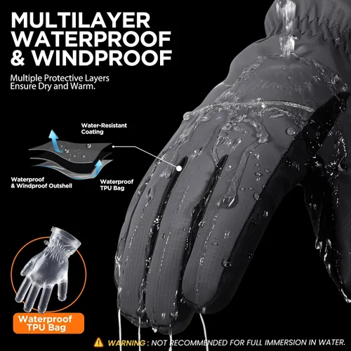 Miniatura 3 de rivmount Guantes de invierno para mujeres y hombres, guantes térmicos de esquí para clima frío con cálidos, impermeables, pantalla táctil