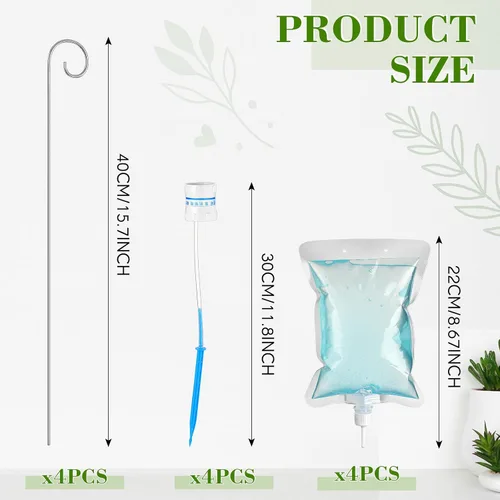 Miniatura 2 de Norme Juego de 6 piezas de riego por goteo para plantas, bolsa de agua de goteo de 500 ml (16.9 fl oz), regador de plantas con estacas de varilla