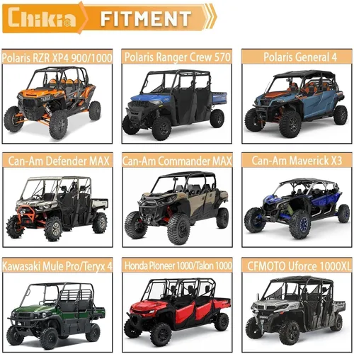 Miniatura 7 de Chikia UTV - Funda impermeable para 4 a 6 plazas, con cremallera, compatible con Polaris Ranger Crew General RZR XP 4 Can am Commander MAX Defender