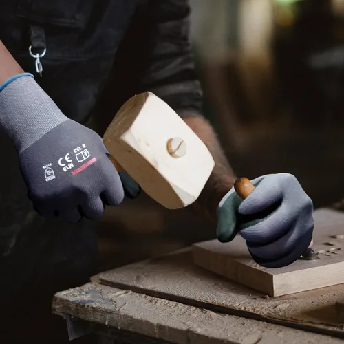 Miniatura 4 de Guantes de trabajo de seguridad Gasoline con revestimiento de nitrilo de microespuma extra, 12 pares, guantes de nailon y spandex sin costuras