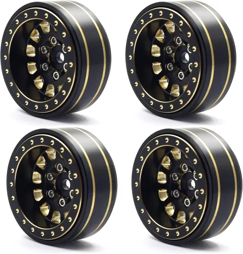 1.0 Plus Latón Beadlock Ruedas RC Juego de llantas de 1.48 oz/pcs 6 radios llantas para TRX4M Axial SCX24 FMS FCX24 1/18 1/24 RC Crawler Accesorios