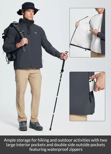 Miniatura 5 de BALEAF - Chaqueta impermeable para hombre, rompevientos, plegable, transpirable, ligera, resistente al viento, para senderismo, al aire libre