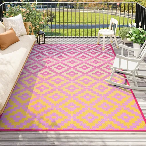 Miniatura 20 de Anidaroel Alfombras de exterior de 6 x 9 pies para patios, impermeables, reversibles, de plástico tropical, alfombra de campamento, alfombra grande