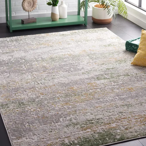 Miniatura 6 de SAFAVIEH Palma Collection - Alfombra de pasillo, 2 x 7 pies, gris y verde, no desprende pelusa y de fácil cuidado, ideal para zonas de alto tráfico