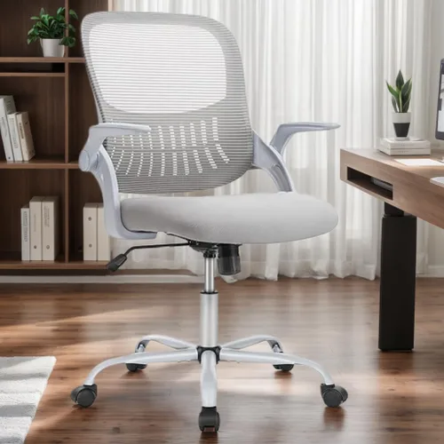 Miniatura 15 de Silla ergonómica de escritorio para oficina, silla de trabajo de malla cómoda para computadora con reposabrazos abatibles y soporte lumbar Rosa