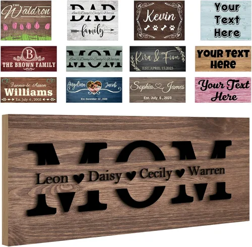 Miniatura 15 de Letreros personalizados de madera personalizados, decoración del hogar, regalos con texto, letreros de madera personalizados, tablero familiar