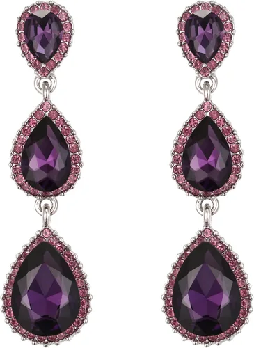 Miniatura 66 de EleQueen Pendientes de cristal austriaco en tono dorado para mujer, forma de pera de 2.5 pulgadas, color esmeralda