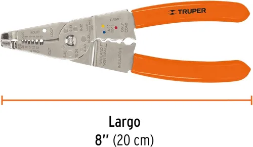 Miniatura 3 de Truper Pelacables y cortador de 8" - Naranja, acero aleado, plástico y caucho