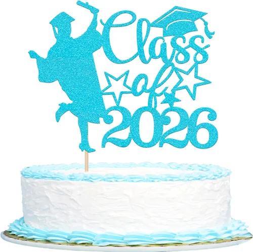 Miniatura 43 de 1 paquete de decoración para tarta de graduación para niña, con purpurina, para diploma, decoración para adultos mayores 2026, para niñas, escuela