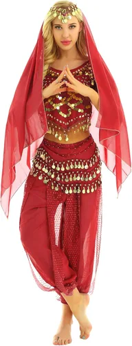 Miniatura 10 de TiaoBug Women's Belly Dancer India Dance Outfit Halloween Carnival Performance Costume