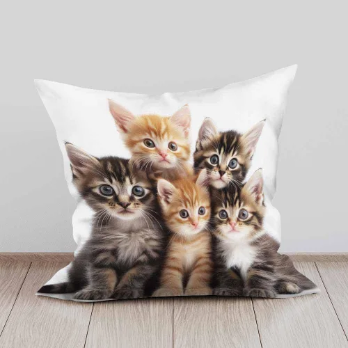 Miniatura 6 de Juego de 2 fundas de almohada cuadradas decorativas para sofá y cama, para hombres y mujeres, 18 x 18 pulgadas, diseño de gatitos lindos color negro
