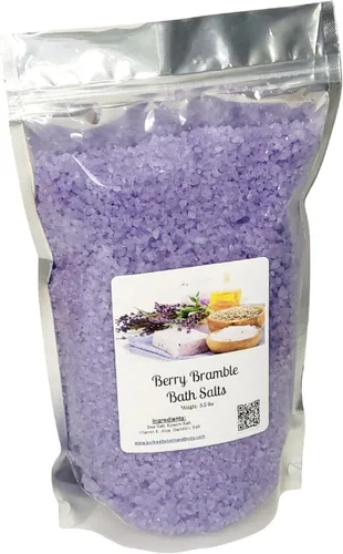 Sales de baño | Bolsa de 4 libras (64 onzas) | Aroma de zarza de bayas | Sal de Epsom | Sal marina | Baño | Cuidado del cuerpo | Belleza |