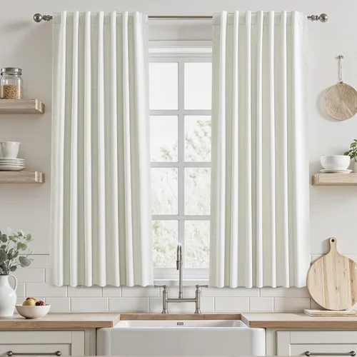 Miniatura 70 de UHITECH Cortinas opacas de 35 pulgadas de largo para sala de estar, 2 paneles, cortina opaca corta para cocina para ventanas pequeñas, cortinas
