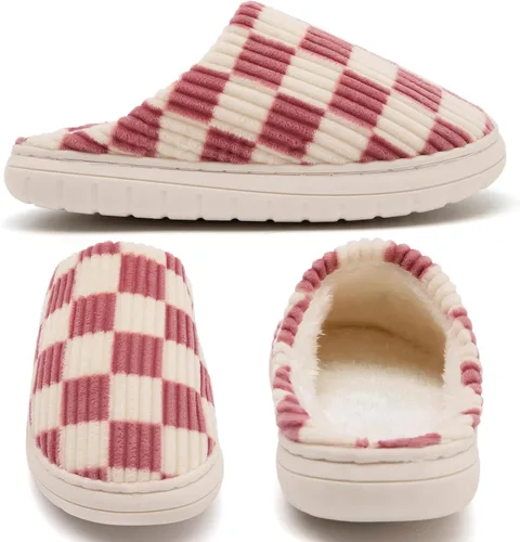 Miniatura 26 de Jaeynow Pantuflas mullidas para mujer en interiores, zapatos de casa unisex de espuma viscoelástica para hombre, zapatos de invierno cálidos