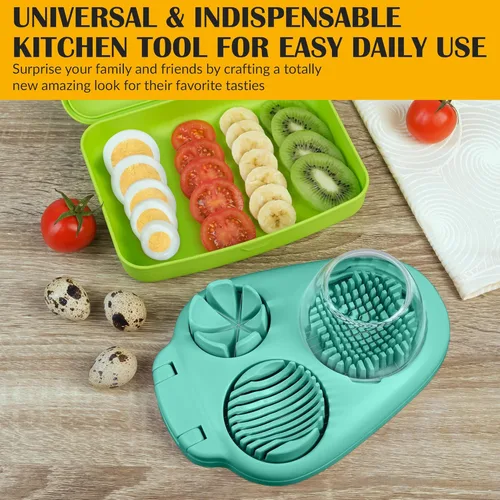 Miniatura 7 de CraftyCrocodile Cortador de Huevos para Huevos Duros - 3 Modos de Corte, Cortador de Huevos, Picador de Acero Inoxidable Resistente - Herramienta