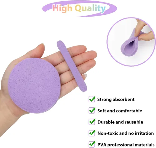 Miniatura 4 de PVA - Esponjas faciales comprimidas faciales para mujeres, esponja de maquillaje profesional Coldairsoap PVA, almohadillas de remoción femenina