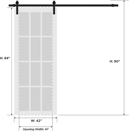 Miniatura 6 de SARTODOORS - Puerta de granero resistente de 42 x 84 pulgadas Lucia 1299 Seda blanca con espejo Juego pesado de perchas de acero inoxidable de 8