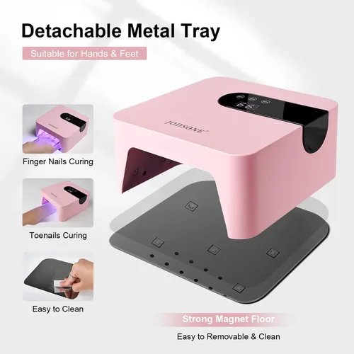 Miniatura 3 de JODSONE Lámpara de uñas U V recargable portátil con 3 temporizadores y pantalla LCD para secadora de uñas inalámbrica Gel Rosa