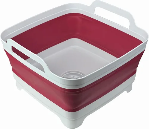Miniatura 14 de Lavabo Plegable de 9L, Tina de Platos Plegable con Tapón de Drenaje, Lavabo de Platos Plegable Portátil, Fregadero de Campamento para Lavar Platos