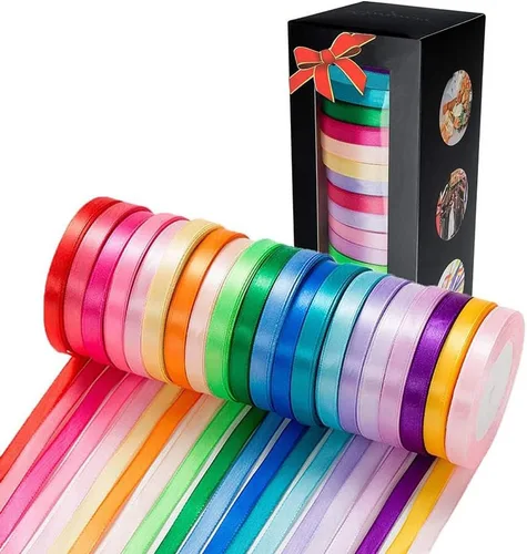Miniatura 8 de LIUYAXI 2 Rollos de Cinta de Satén de Doble Cara Verde y Bosque, Total 50 Yardas, 3/8 Pulgadas x 25 Yardas Continuas Cada Rollo, Cinta