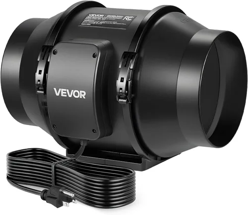 Miniatura 13 de VEVOR Kit de filtración de aire de 4 pulgadas, ventilador de conducto en línea de 180 CFM con controlador de velocidad, filtro de carbono y sistema